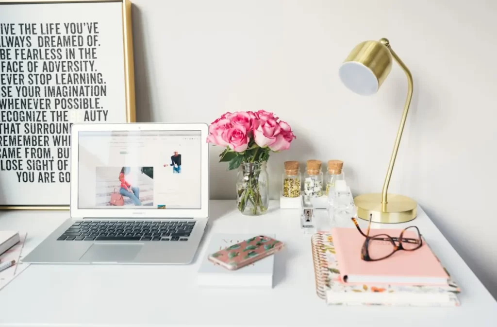 Organized workspace showcasing aesthetics and brand authority.