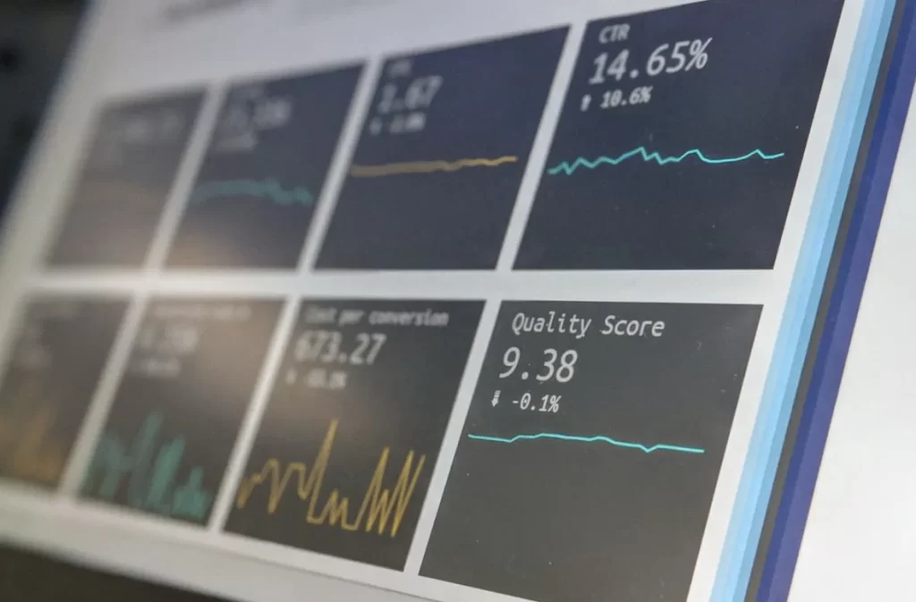 Digital dashboard for tracking financial planning metrics.