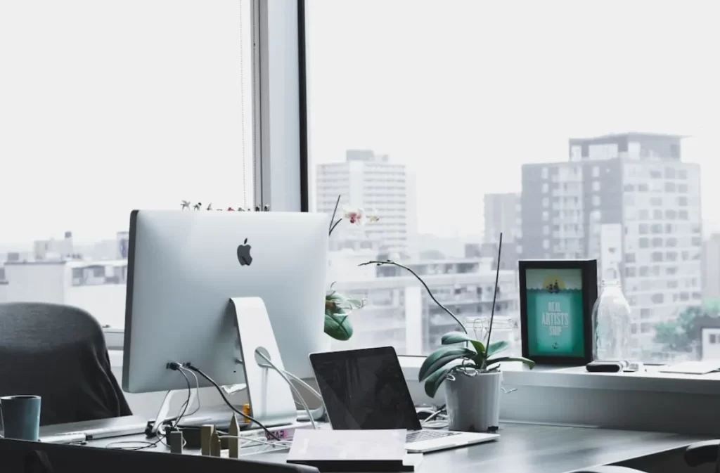 Modern desk setup for enhancing online visibility.