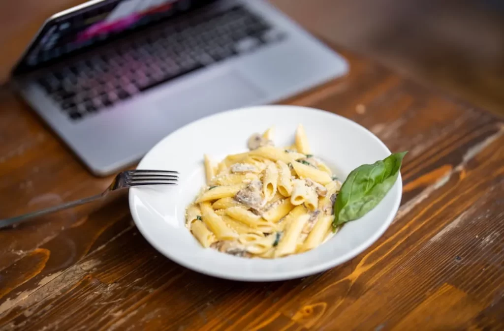 Pasta bowl ideal after a calories burn workout.