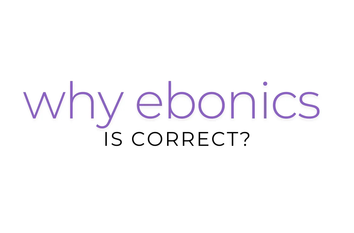 Why Ebonics is correct text on a purple gradient background.