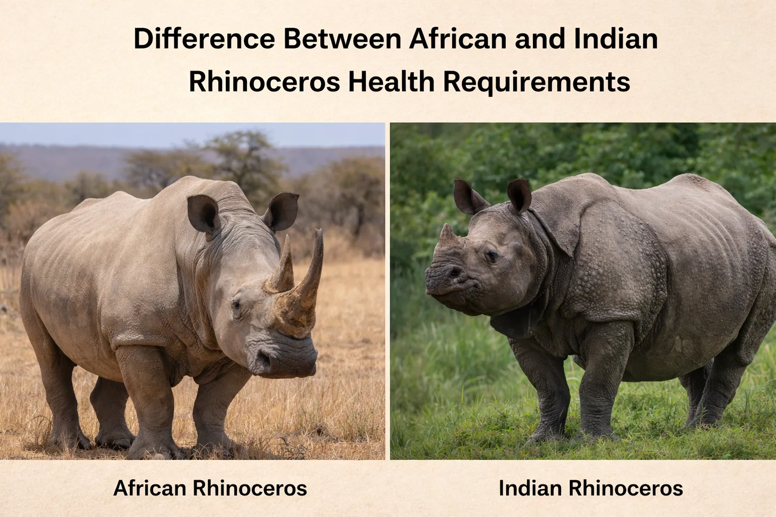 Difference Between African and Indian Rhinoceros Health Requirements