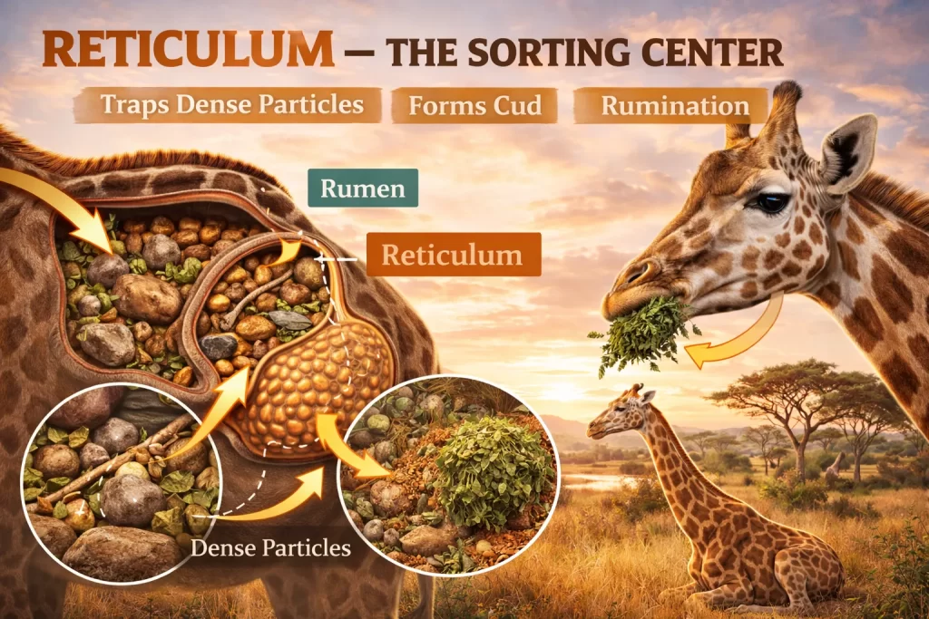 How Giraffes Digest Food: The Complex 4-Compartment Stomach System 3 Reticulum – The Sorting Center