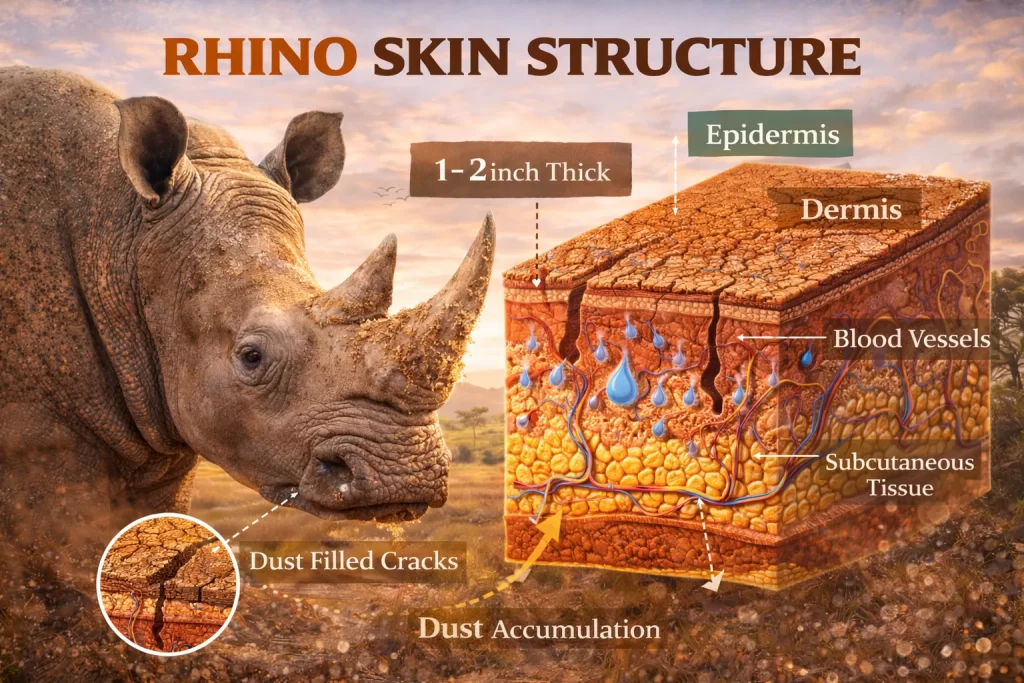 Rhinos vs Elephants: Comparing Skin Thickness and Sun Protection 3 Rhino Skin Structure