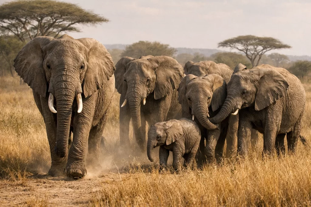 How Elephants Protect Calves from Predators in the Wild 2 how elephants protect calves from predators through matriarch leadership and cooperative herd structure