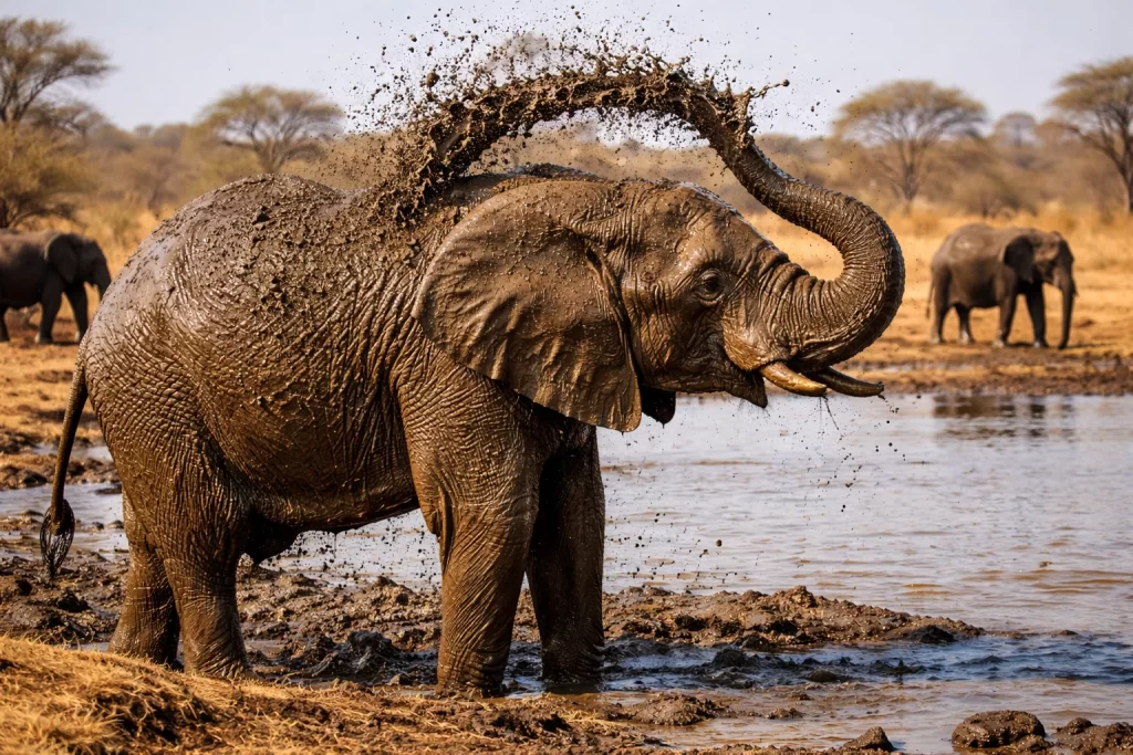 How Do Elephants Cool Their Bodies in Extreme Heat? 4 how do elephants cool their bodies in extreme heat elephant covering body with cooling mud at waterhole