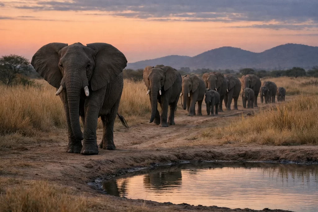 How Elephant Feet Help Them Walk Silently in the Wild 4 How Elephant Feet Help Them Walk Silently in the Wild helping a herd approach a waterhole quietly without alerting predators.