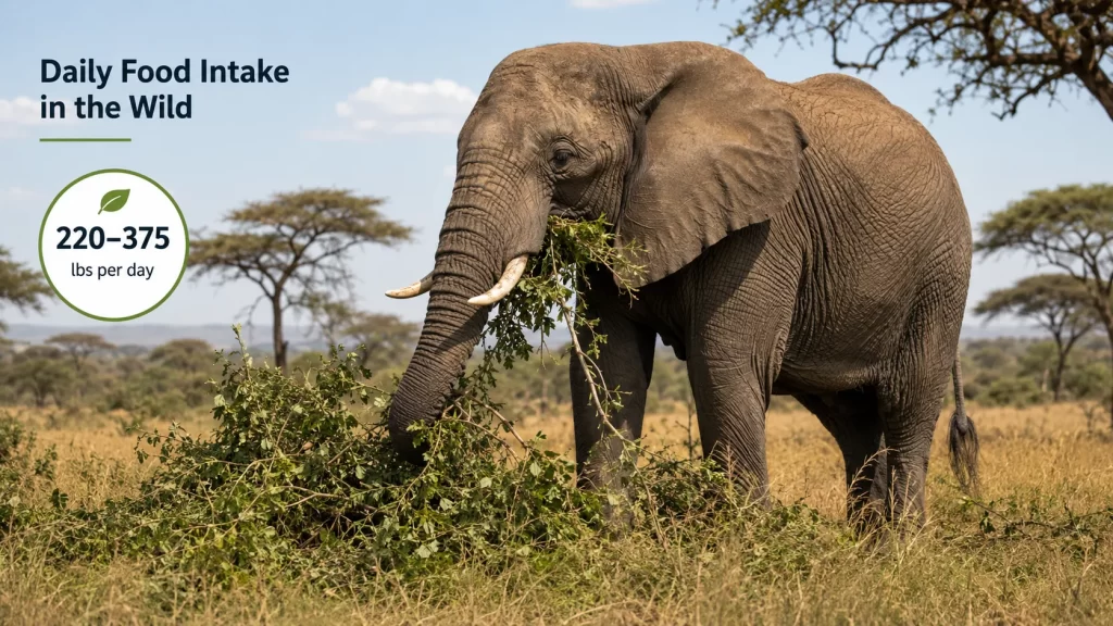 How Much Does an Elephant Eat Per Day in the Wild