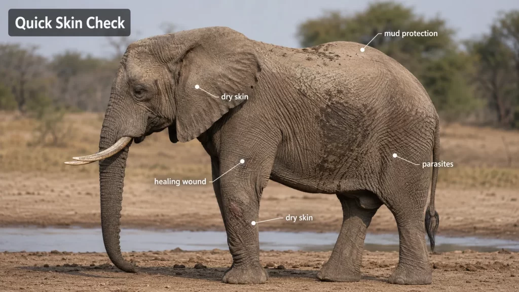 Elephant Skin Conditions: Sunburn, Parasites & Wound Healing in the Wild 6 Practical Field Guide to Elephant Skin Conditions
