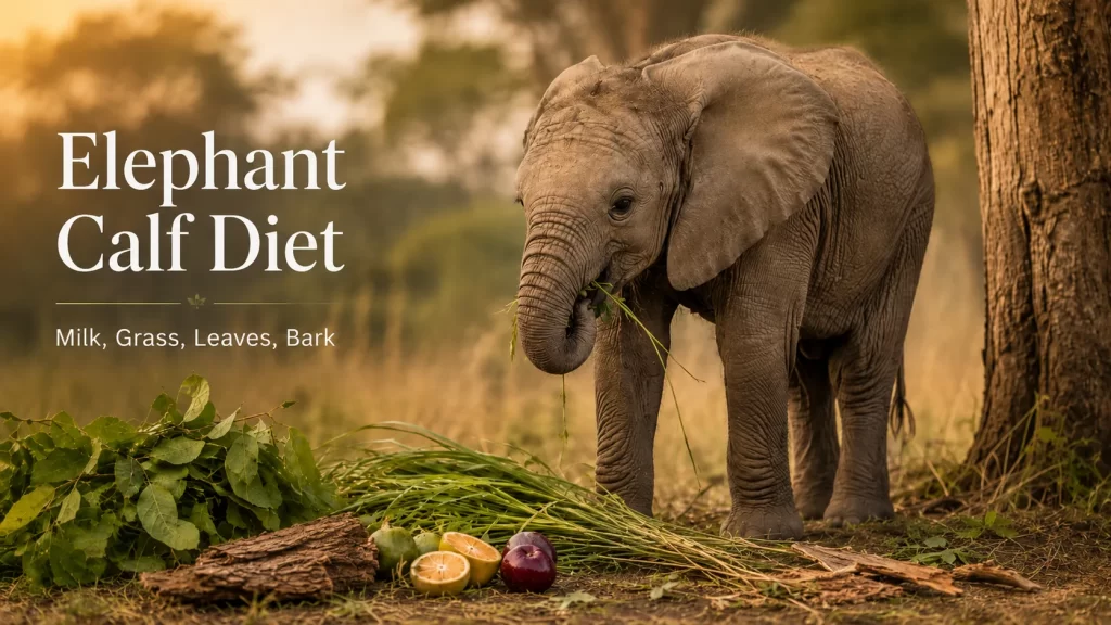 What is in an elephant calf's diet